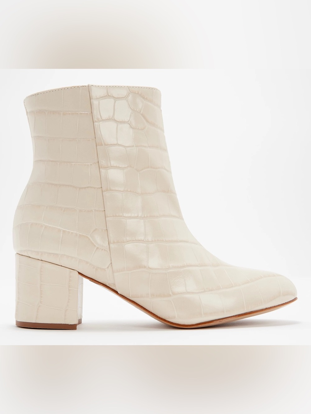 $248 NEW Schutz croco-embossed leather ankle boots/ booties eggshell 10